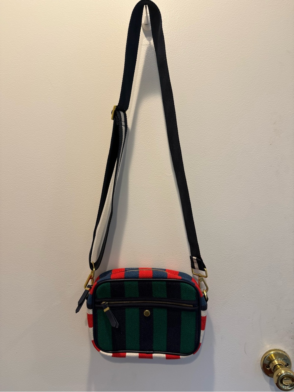 Boden Striped Mini Crossbody in Green, Navy & Red - Picture 2 of 5